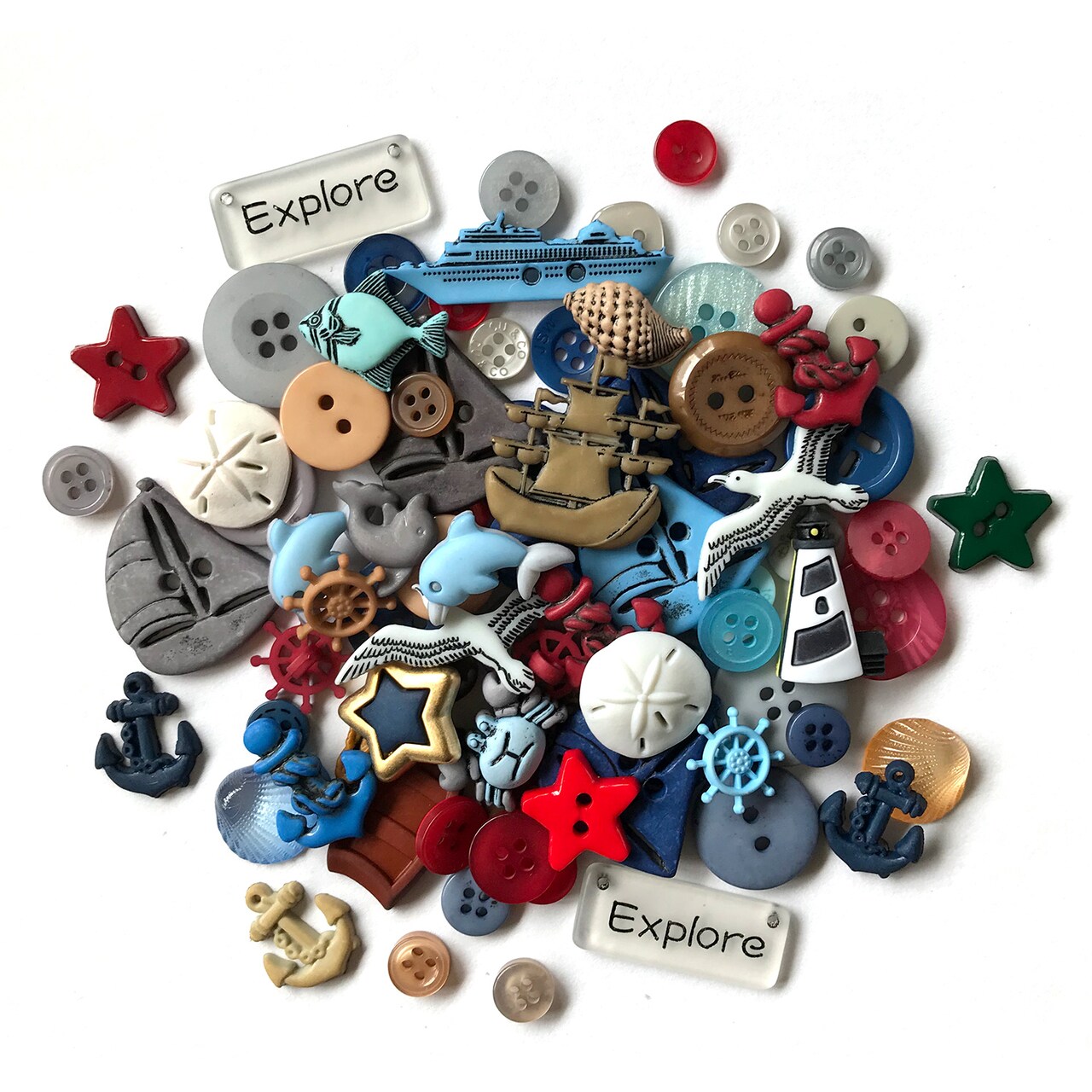 Buttons Galore and More 50+ Novelty Buttons for Sewing &#x26; Craft &#x2013; Nautical Theme Buttons